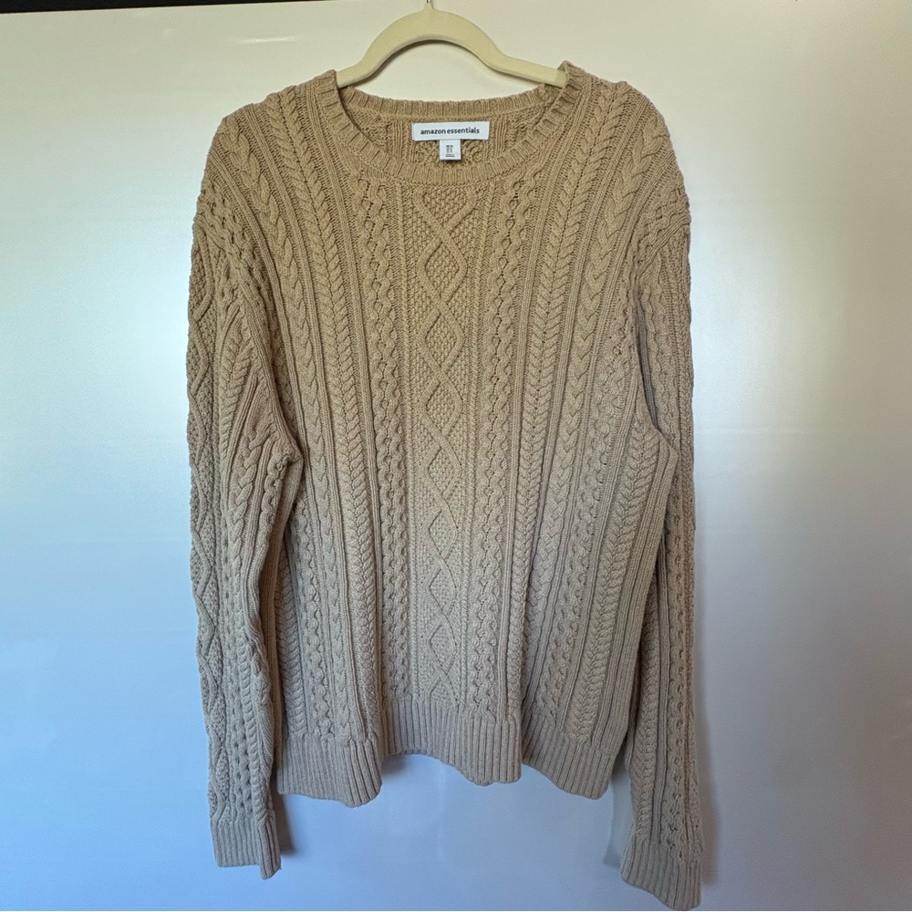 Amazon Essentials Tan Cable Knit Sweater